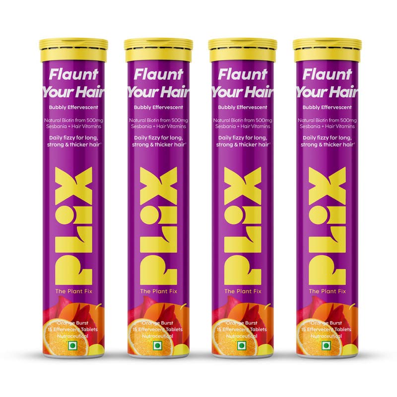 PLIX Vitamin C Immunity Booster 15 Effervescent Tablets | Pack of 4 (Orange Flavor)