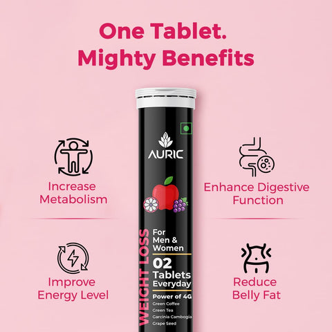 AURIC Weight Loss Get Slim Effervescent Weight Management Fat Burner Tablet - Drop Fizz & Drink Tablets 20