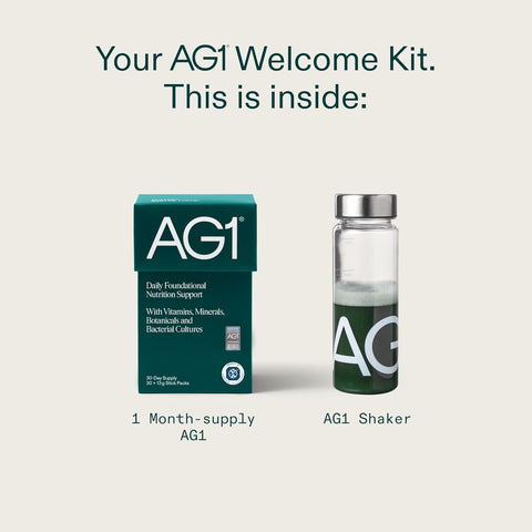 AG1 Daily Greens Powder – Ultimate Daily Whole Food Sourced All in One Greens Supplement Powder Travel Pack with Bottle (Pack of 2)