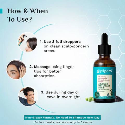 Pilgrim 3% Redensyl, 4% Anagain & 5% Capilia Stem Cell Complex Advanced Hair Growth Serum- 50 ml
