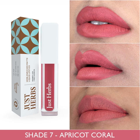 Just Herbs Ayurvedic Creamy Matte Long Lasting Liquid Lipstick - Apricot Coral 2mlÂ