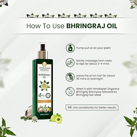 HIMALAYAN ORGANICS 100% Pure Bhringraj Ayurvedic Therapeutic Hair Oil | Hair Re growth And Hair Fall Control - 200ml