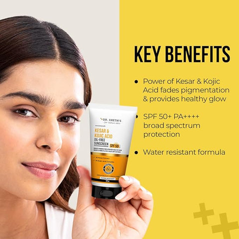 Dr. Sheth's Kesar & Kojic Acid Oil-Free Sunscreen SPF 50+