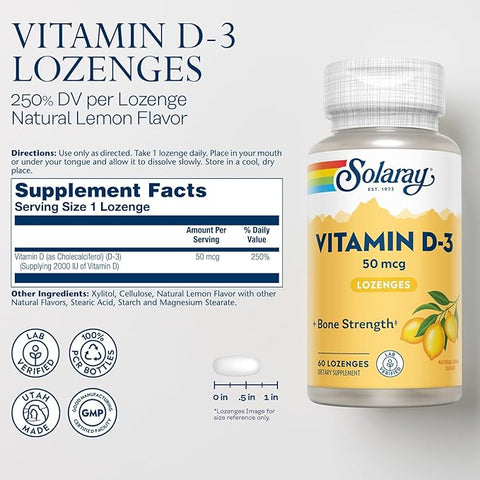 Solaray Vitamin D3 2000IU Lozenges 60's