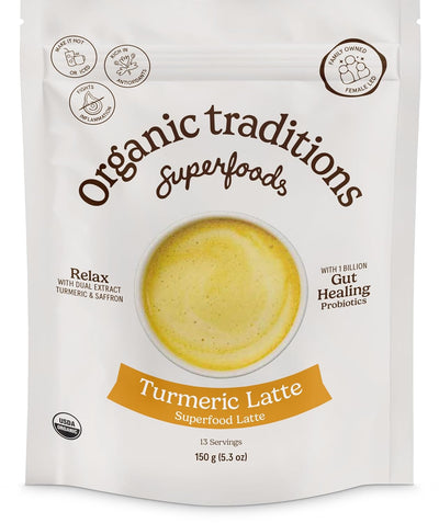 Organic Traditions Turmeric Latte W/Safron & Probiotics, 150 Gm