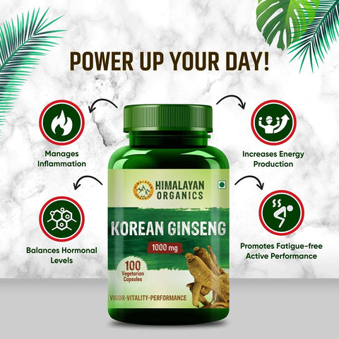 Himalayan Organics Korean Ginseng 1000mg 100 Tablets