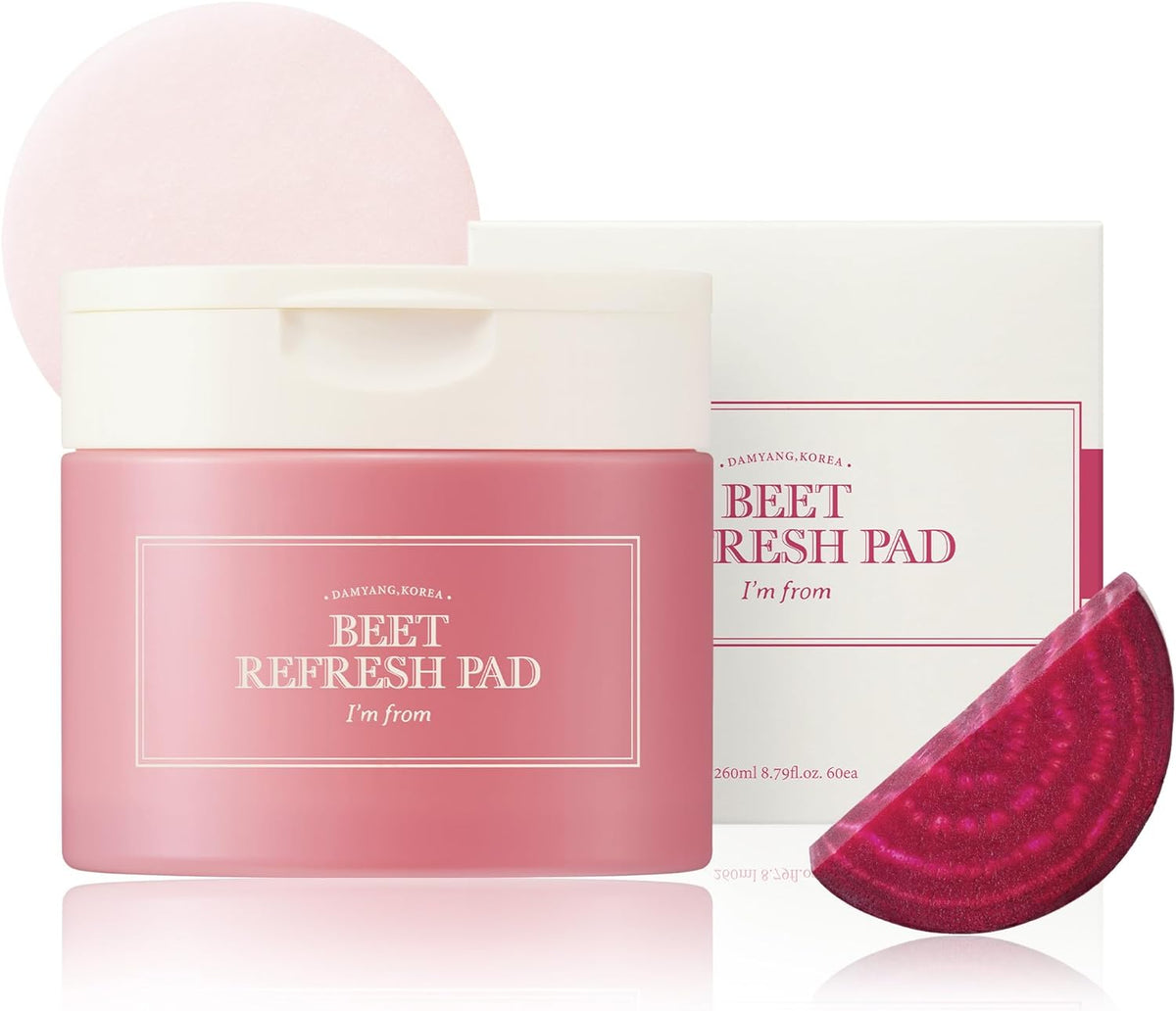 I’M FROM Beet Refresh Pad 60 Sheets red Beet Extract from Korea Full of Moisture with a Slice of Red Beet Vitality for Dull Rough Skin