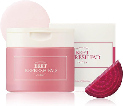 أنا من Beet Refresh Pad 60 Sheets مستخلص البنجر الأحمر من كوريا مليء بالرطوبة مع شريحة من حيوية البنجر الأحمر للبشرة الباهتة والخشنة