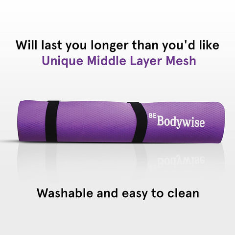 Be Bodywise 6mm Thick TPE Yoga Mat (600 mm x 1800 mm x 6 mm)