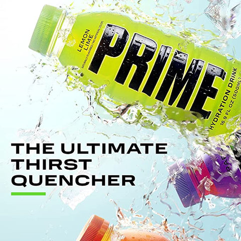 Products Prime Hydration Drink Sports Beverage "LEMON LIME," Naturally Flavored, 10% Coconut Water, 250mg BCAAs, B Vitamins, Antioxidants, 835mg Electrolytes, 20 Calories per 16.9 Fl Oz Bottle One piece