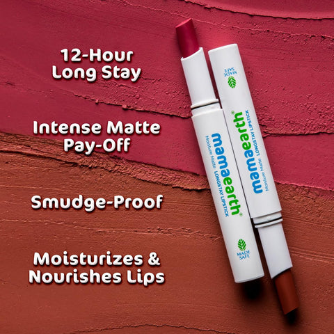 Mamaearth Moisture Matte Longstay Lipstick with Avocado Oil & Vitamin E for 12 Hour Long Stay - 03 Candyfloss Pink - 2 g