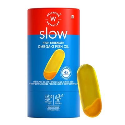 Wellbeing Nutrition Slow | 4x Omega 60 Capsules in a bottle