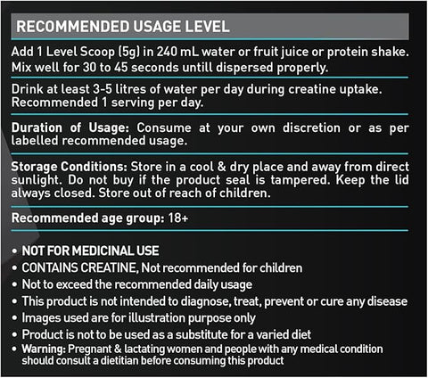 MuscleBlaze Creatine Monohydrate (Unflavoured, 0.55lbs / 250g) 50 Servings