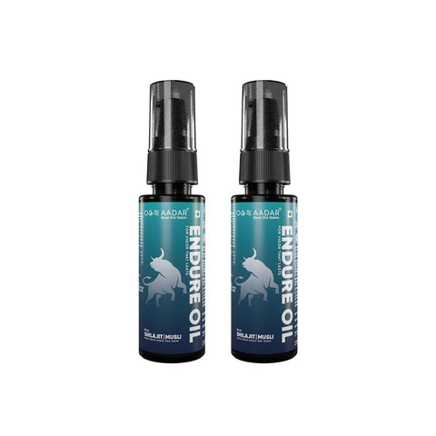 AADAR ENDURE Oil | Ayurvedic Massage Power Oil for men long Sx time | Control your Power, strengthens the nerves |Shilajit & Musli (30 ml) (pack of 2)