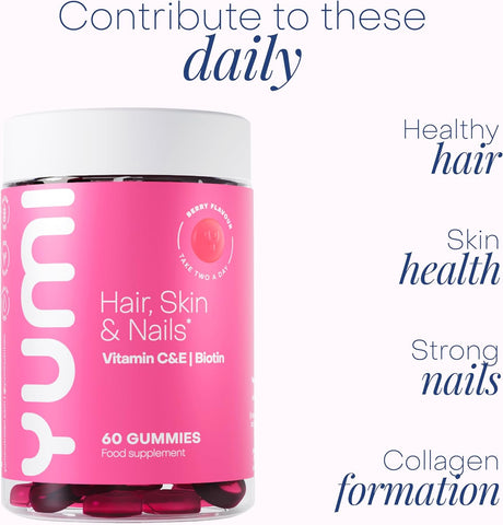 Yumi Hair, Skin & Nails Biotin Mixed Berries Flavour Gummies 60