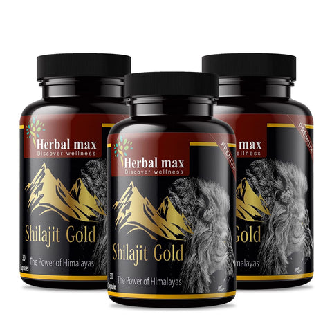 Herbal max Himalayas Shilajit Gold Extract 800 Mg - 30 Capsule For Men & Women (Pack of 3)