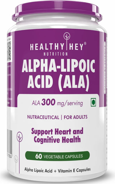 HealthyHey Alpha Lipoic Acid - ALA- Pack of 60 Veg. Capsules - Gluten Free & Non-GMO, 133 grams