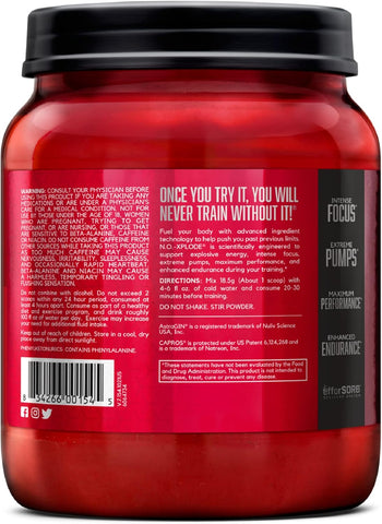 BSN N.O.-XPLODE Pre-Workout Powder - Blue Raz, 60 Servings – image 4