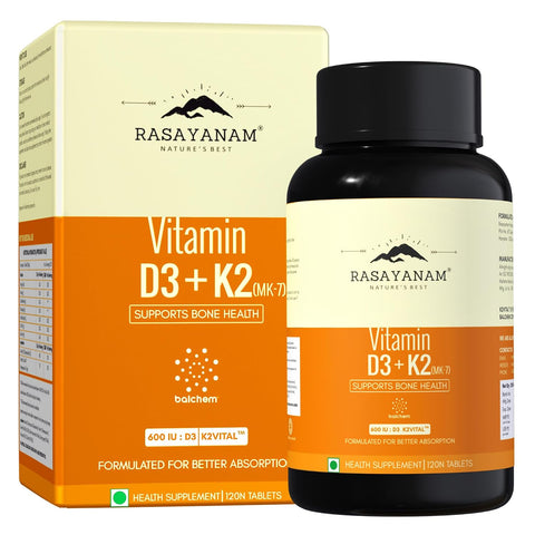 Rasayanam Vitamin D3 K2(MK-7) 120 Veg Tablets