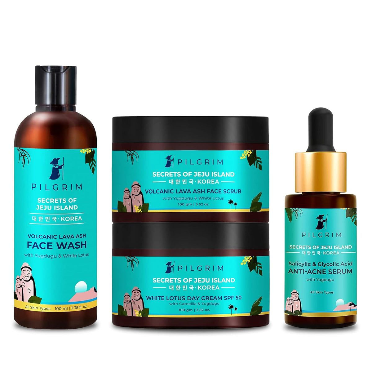 Pilgrim Reverse Pigmentation Combo Kit | Face Wash 100ml, Face Scrub 100ml, Face Cream SPF50 100g