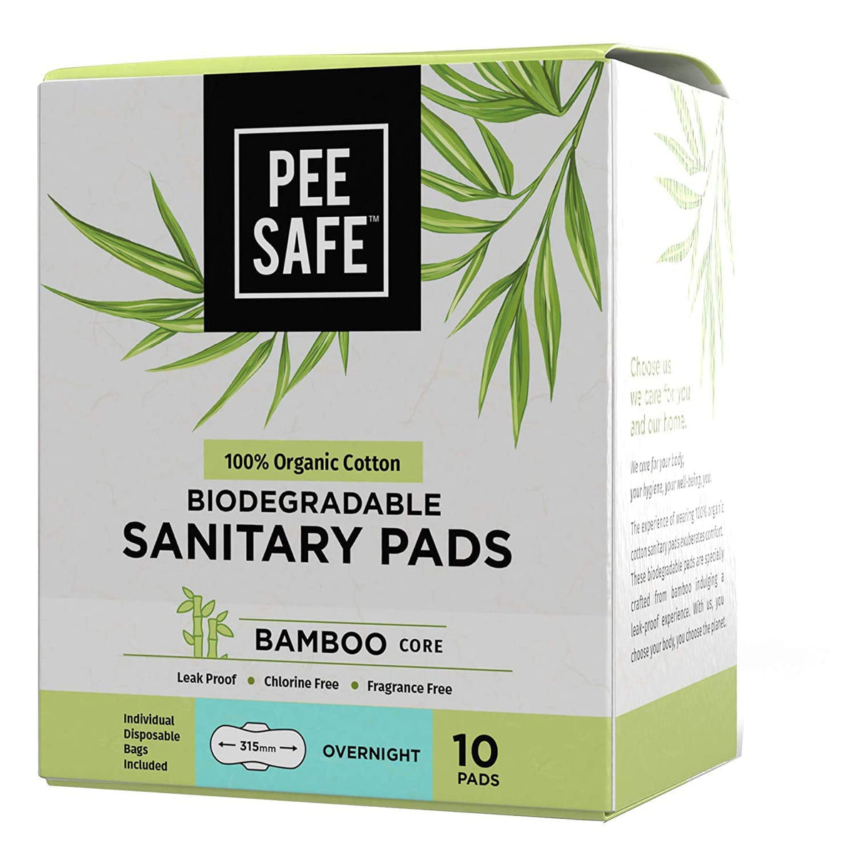 Pee Safe Biodegradable Sanitary Pads Overnight 10N