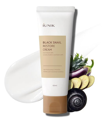 IUNIK Black Snail Restore Cream, 2.02 Fl Oz - 58% Black Snail Mucin Secretion