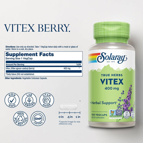 Solaray Vitex Berry Extract 400mg Vcaps 100's