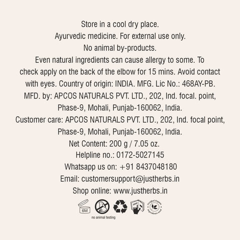 Just Herbs Anti Hairfall Natural Hair Mask Suitable For Color Treated & All Hair Types 200g