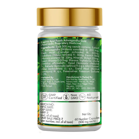 Kapiva Ashwagandha Gold Capsules (60 Capsules)