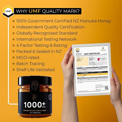 True Honey 1000+ MGO Manuka Honey 250G