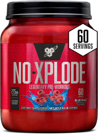 BSN N.O.-XPLODE Pre-Workout Powder - Blue Raz, 60 Servings