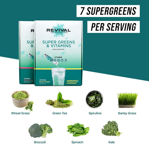 Revival Super Greens Strawberry And Kiwi 28's Serving Pack