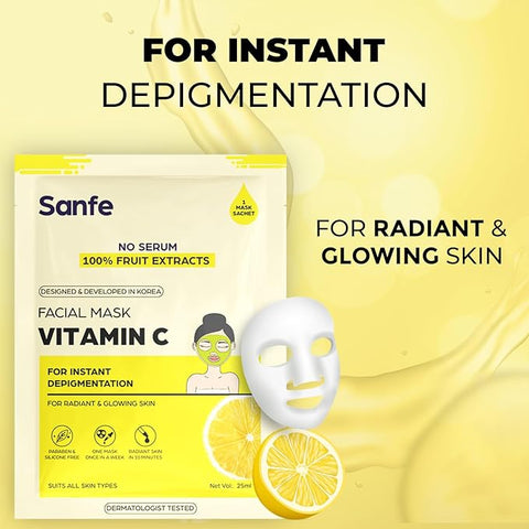 Sanfe Instant Depigmentation Vitamin C Facial Mask 1pc, 25gm