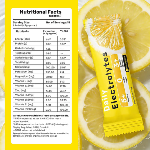 What's Up Daily Electrolytes Sachets - Punchy Lime Flavour, 15 Pack