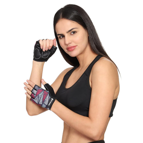 Burnlab Flex Gym Gloves for Men and Women (White & Pink Small)