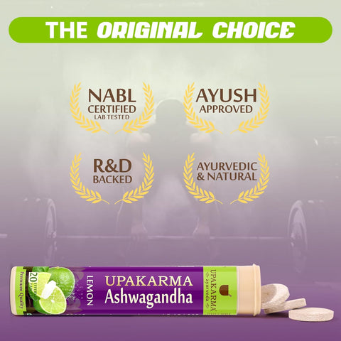 Upakarma Ashwagandha Lemon Flavour Effervescent Tablets 20