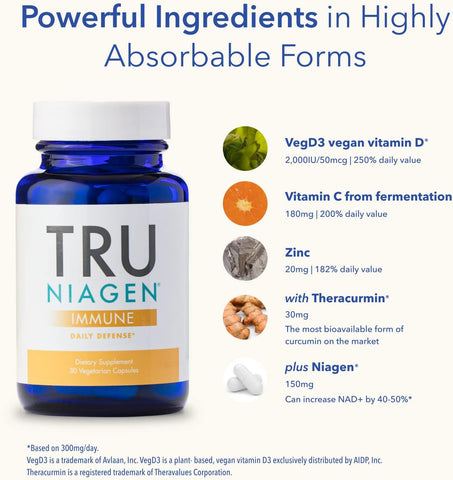 TRU NIAGEN Immune Support Supplement 150mg 30ct 30 Capsules
