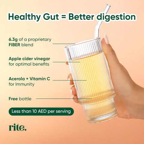 RITE GUT HEALTH Prebiotic drink mix for digestion 15 Sachets