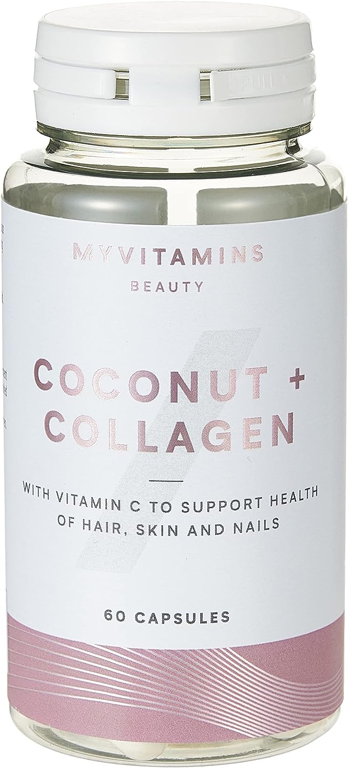 MYVITAMINS Beauty Coconut + Collagen with Vitamin C to Support Health of Hair, Skin and Nails 60 Capsules