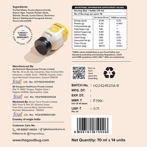 The Good Bug Gut Cleanse Shots | Pack Of 14 | Detox Shots | Improves Digestion | Improves Gut Health