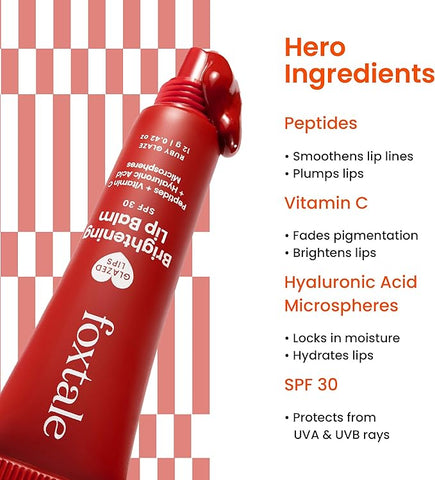 Foxtale Brightening Lip Balm With Peptides, Vitamin C & Hyaluronic Acid Ruby Glaze