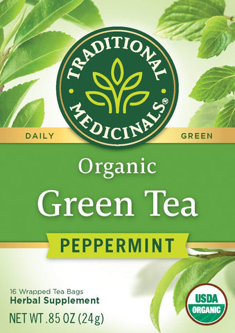 Traditional Medicinals Organic Green Tea, Peppermint, 16 Count