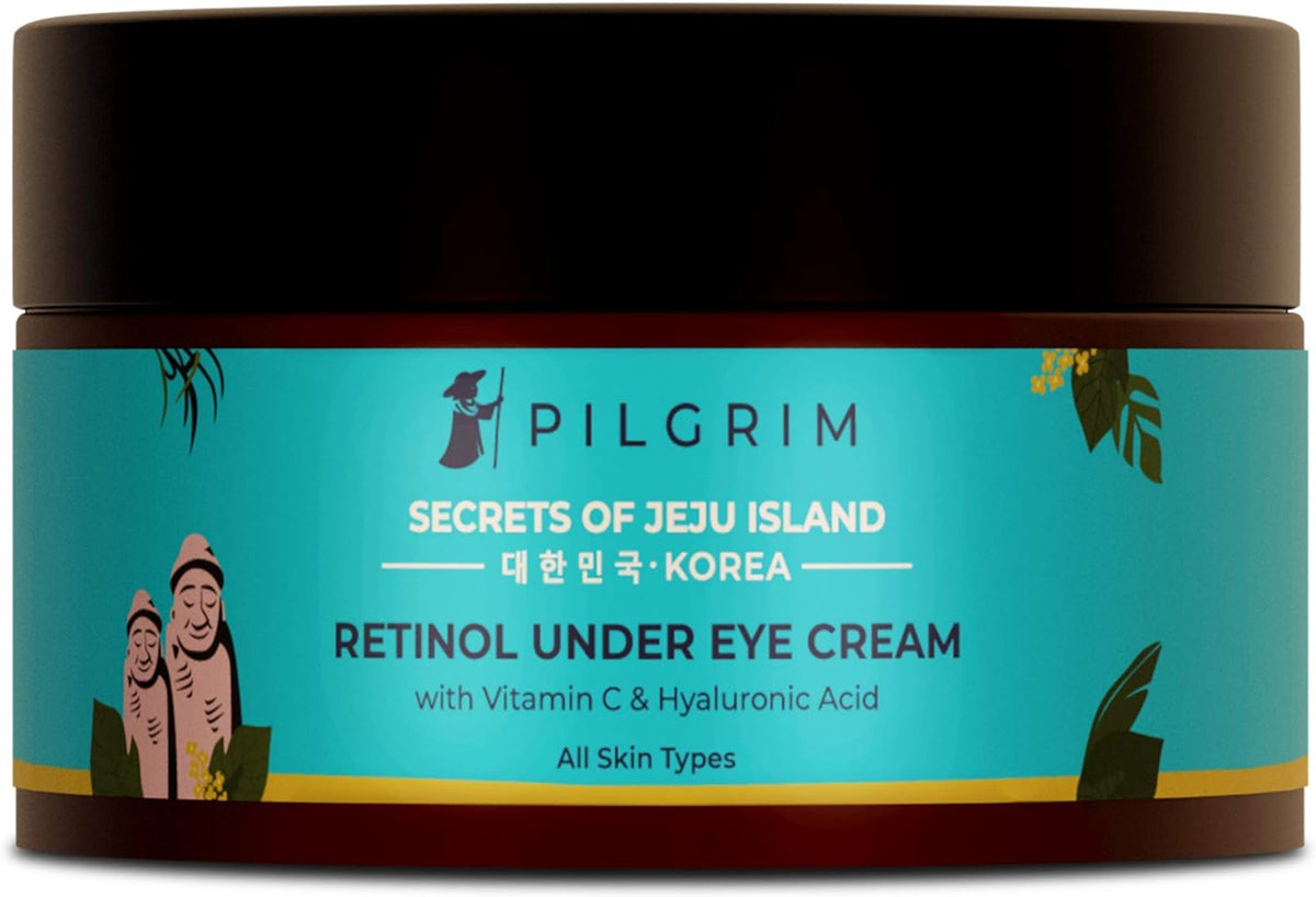 Pilgrim Korean Retinol Under Eye Cream for dark circles with Vitamin C & Hyaluronic Acid | Eye Cream For Dark Circles, Puffiness & Fine Lines | Women & Men | Korean Skin care | 30g