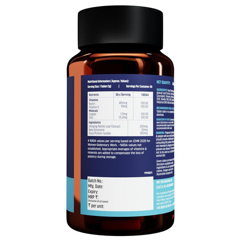 HK Vitals Dht Blocker With Biotin (60 Tablets) | Stinging Nettle And Soya Protein | Helps Reduce Hair Fall, Stimulates Hair Growth