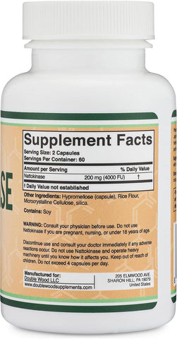 Doublewood Nattokinase Supplement 4 000 FU Servings 120 Capsules