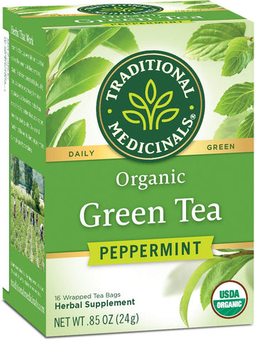 Traditional Medicinals Organic Green Tea, Peppermint, 16 Count
