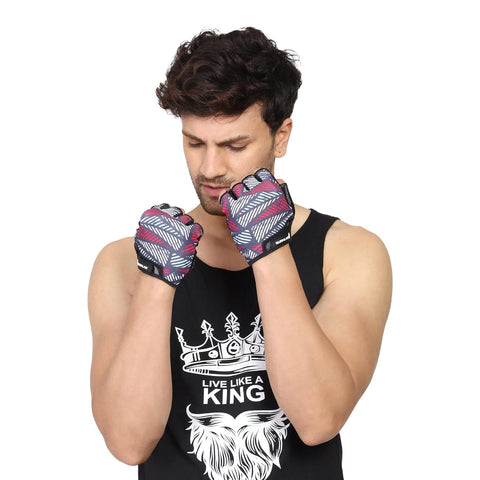 Burnlab Flex Gym Gloves for Men and Women (White & Pink Small)