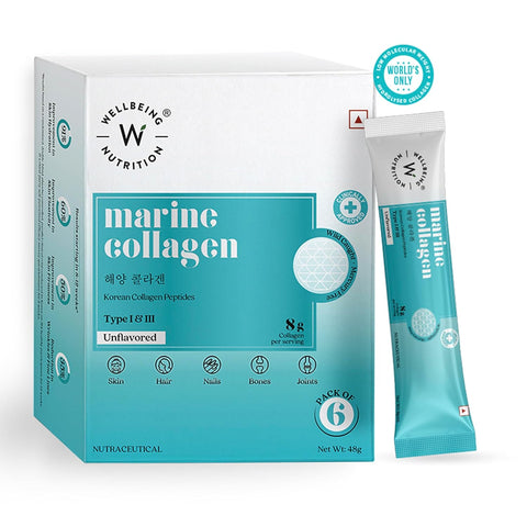 Wellbeing Nutrition Pure Korean Marine Collagen Supplements for Women & Men Unflavored - 6 Sachets