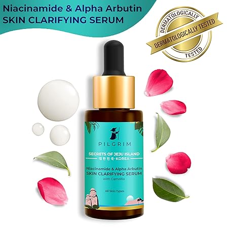 Pilgrim Skin & Hair Radiance Combo | Enhances natural glow | Improves Elasticity | Alpha Arbutin & Vitamin C BRIGHTENING SERUM 30ml, Argan Oil Hair Serum 100ml | For Men & Women