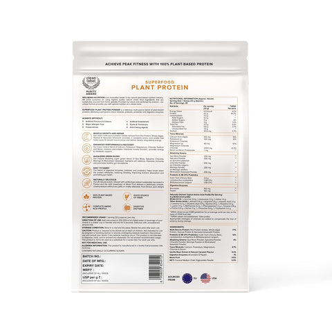Wellbeing Nutrition Superfood Plant Protein - French Vanilla Caramel 907gms (28 servings)